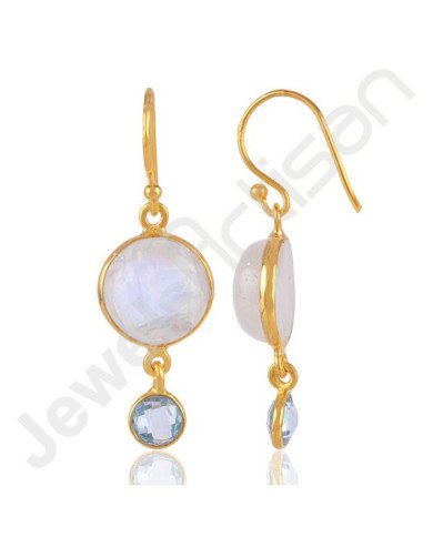 Rainbow Moonstone Earrings Solid Silver Earrings Gold-Plated Earrings