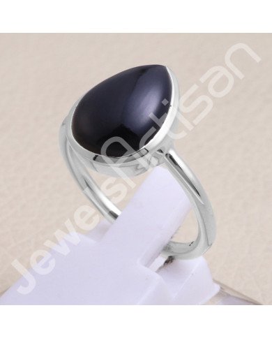 Black Onyx Ring Solitaire Gemstone Ring 925 Sterling Silver Ring