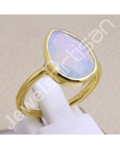 Sterling Silver Gold Vermeil Opal Quartz Ring