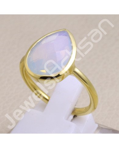 Sterling Silver Gold Vermeil Opal Quartz Ring