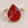 Rose Gold-Plated Ring Red Quartz Ring 925 Sterling Silver Ring