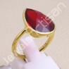 Gold Vermeil Ring Solitaire Red Quartz Ring 925 Sterling Silver Ring