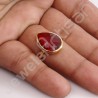 Gold Vermeil Ring Solitaire Red Quartz Ring 925 Sterling Silver Ring