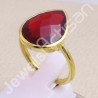 Gold Vermeil Ring Solitaire Red Quartz Ring 925 Sterling Silver Ring