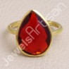 Gold Vermeil Ring Solitaire Red Quartz Ring 925 Sterling Silver Ring