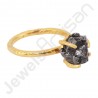 Meteorite Gemstone Ring 18 K Gold Vermeil Ring 925 Solid Silver Ring