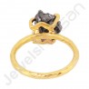Meteorite Gemstone Ring 18 K Gold Vermeil Ring 925 Solid Silver Ring