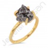 Meteorite Gemstone Ring 18 K Gold Vermeil Ring 925 Solid Silver Ring