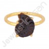 Hematite Ammonite Gemstone Ring 18 K Gold Vermeil Ring 925 Solid Silver Ring