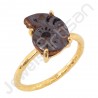Hematite Ammonite Gemstone Ring 18 K Gold Vermeil Ring 925 Solid Silver Ring