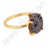 Hematite Ammonite Gemstone Ring 18 K Gold Vermeil Ring 925 Solid Silver Ring