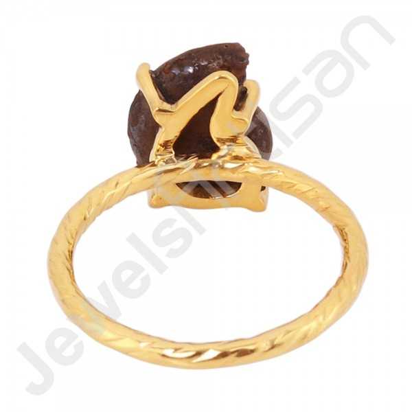 Hematite Ammonite Gemstone Ring 18 K Gold Vermeil Ring 925 Solid Silver Ring