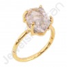 Herkimer Diamond Gemstone Ring 18 K Gold Vermeil Ring 925 Solid Silver Ring