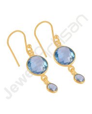 Sky Blue Topaz Earrings Solid Silver Earrings Gold-Plated Earrings