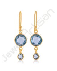 Sky Blue Topaz Earrings Solid Silver Earrings Gold-Plated Earrings