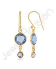 Sky Blue Topaz Earrings Solid Silver Earrings Gold-Plated Earrings