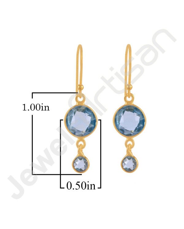 Sky Blue Topaz Earrings Solid Silver Earrings Gold-Plated Earrings