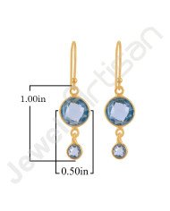 Sky Blue Topaz Earrings Solid Silver Earrings Gold-Plated Earrings