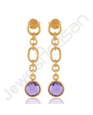Amethyst Earrings Handcrafted Earrings 18 K Gold-Plated Earrings