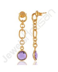 Amethyst Earrings Handcrafted Earrings 18 K Gold-Plated Earrings