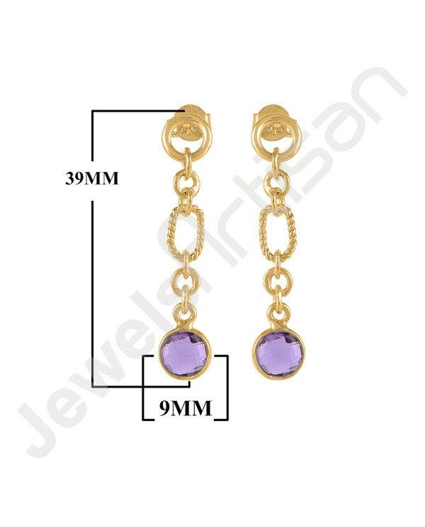 Amethyst Earrings Handcrafted Earrings 18 K Gold-Plated Earrings