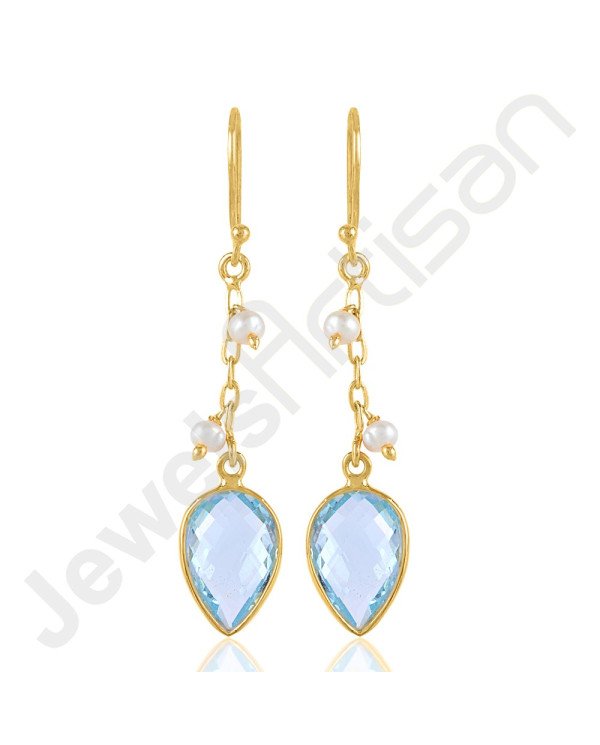 Sky Blue Topaz Earrings Handcrafted Earrings Dangle Drop Earrings
