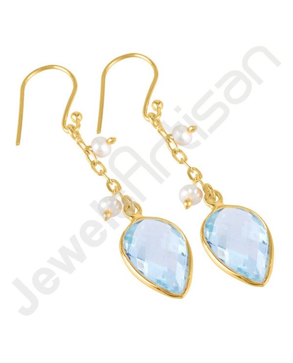 Sky Blue Topaz Earrings Handcrafted Earrings Dangle Drop Earrings