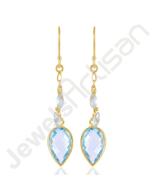 Sky Blue Topaz Earrings Handcrafted Earrings Dangle Drop Earrings
