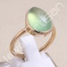 Rose Gold-Plated Ring Prehnite Gemstone Ring 925 Sterling Silver Ring