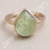 Rose Gold-Plated Ring Prehnite Gemstone Ring 925 Sterling Silver Ring