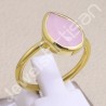 Solid Silver Gold Vermeil Pink Chalcedony Ring