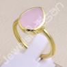 Solid Silver Gold Vermeil Pink Chalcedony Ring