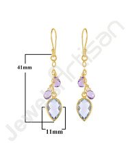 Sky Blue Topaz Earrings Amethyst Earrings 18 K Gold-Plated Earrings