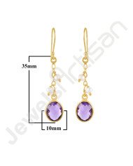 Amethyst Earrings Pearl Earrings 18 K Yellow Gold-Plated Earrings