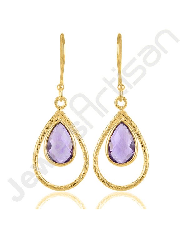 Purple Amethyst Earrings Gold Vermeil Earrings Solid Silver Earrings