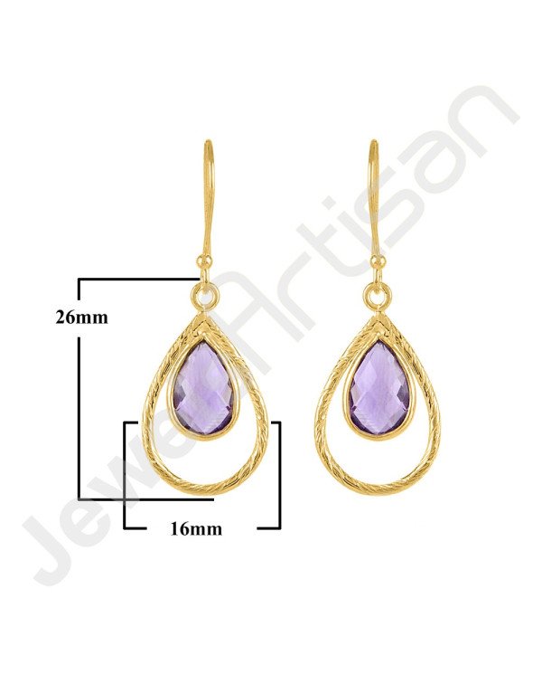 Purple Amethyst Earrings Gold Vermeil Earrings Solid Silver Earrings