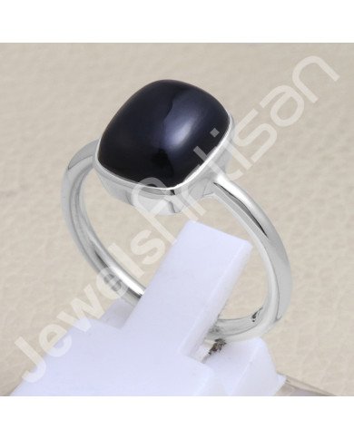 Black Onyx Ring Classic Solitaire Ring Natural Gemstone Ring
