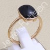 Black Onyx Ring Rose Gold-Plated Ring Natural Gemstone Silver Ring