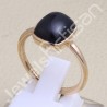 Black Onyx Ring Rose Gold-Plated Ring Natural Gemstone Silver Ring