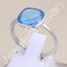 Blue Quartz Ring Classic Solitaire Ring Natural Gemstone Ring