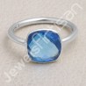 Blue Quartz Ring Classic Solitaire Ring Natural Gemstone Ring