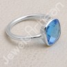 Blue Quartz Ring Classic Solitaire Ring Natural Gemstone Ring