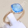 Blue Quartz Ring Rose Gold-Plated Ring Classic Solitaire Silver Ring