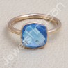 Blue Quartz Ring Rose Gold-Plated Ring Classic Solitaire Silver Ring