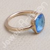 Blue Quartz Ring Rose Gold-Plated Ring Classic Solitaire Silver Ring