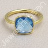 Blue Quartz Ring 1-Micron Gold-Plated Ring 925 Sterling Silver Ring