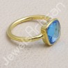 Blue Quartz Ring 1-Micron Gold-Plated Ring 925 Sterling Silver Ring