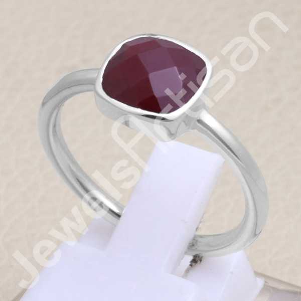 Red Quartz Ring Classic Solitaire Ring Natural Gemstone Ring