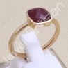 Red Quartz Ring Rose Gold-Plated Ring Classic Solitaire Silver Ring