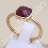 Red Quartz Ring Rose Gold-Plated Ring Classic Solitaire Silver Ring